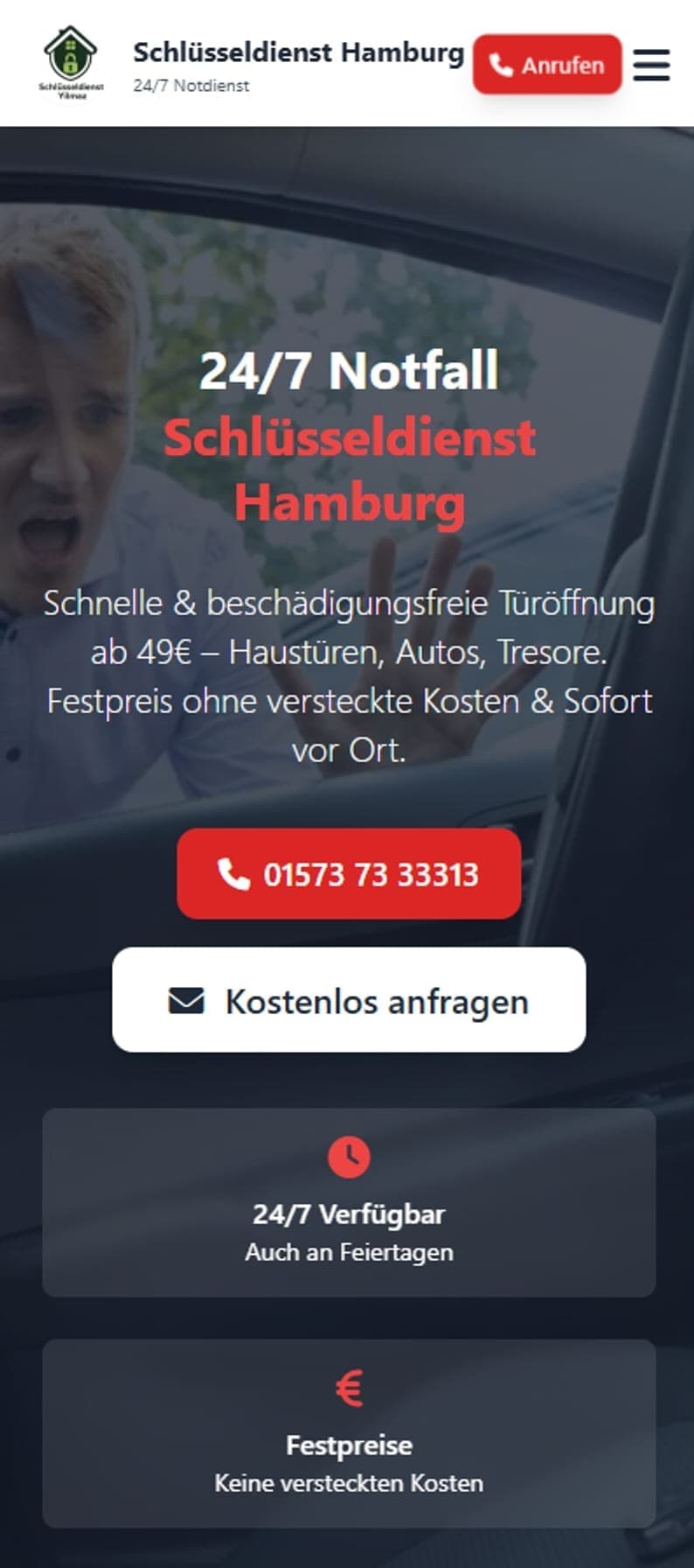Schlüsseldienst Yilmaz — The site on a phone
